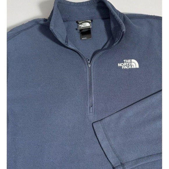 The North Face Men's 1/4 Zip Fleece Large Pullover Top Navy Blue Long Sleeve - Picture 1 of 8